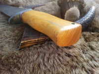 12-inch handmade hunting knife with sharp edge and leather sheath
