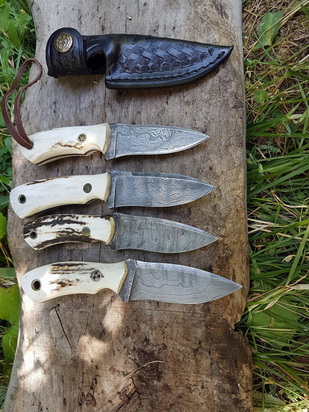 Custom Handmade Small Hunting Knife with Damascus Steel


