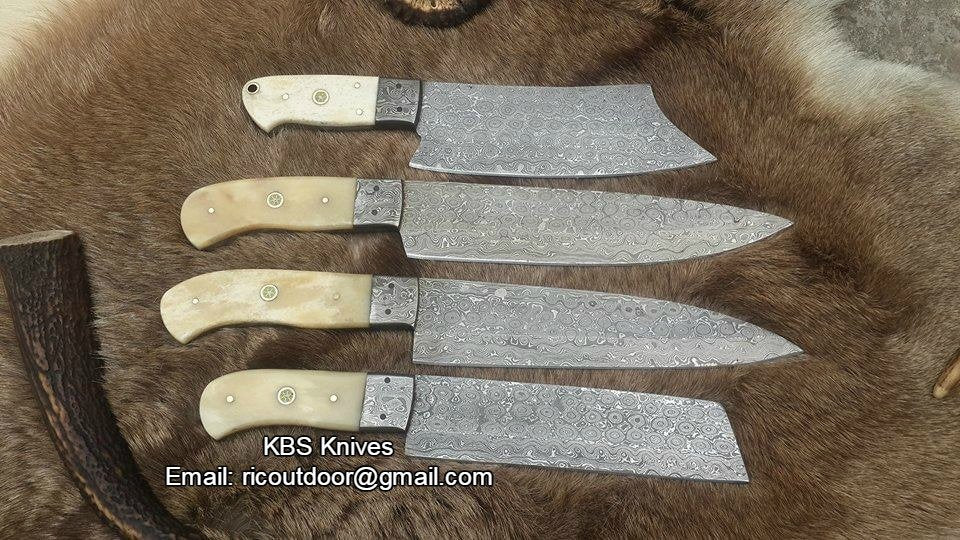 Hand Made Damascus Kitchen Knives Set – KBS Knives Store