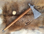 Damascus Steel Handmade Custom Viking Smoke Pine Tomahawk Axe with Rosewood Handle and Leather Sheath - By KBS Knives Store