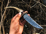 New Custom Handmade Damascus Steel Hunting Skinning Knife