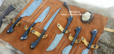 Buffalo horn handle outdoor knives with Damascus steel blades
