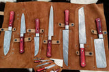 Full Tang Custom Handmade Damascus Steel Kitchen Knives Set