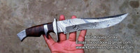Hand Made Damascus Finger Guard Bowie
