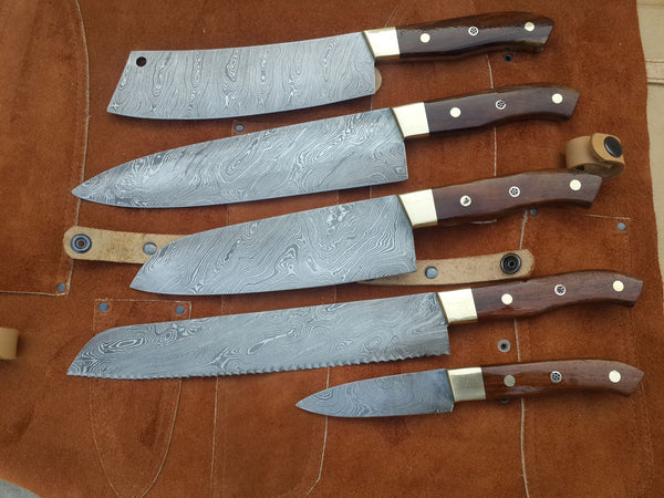 Damascus steel handmade kitchen knives set