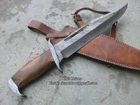 Hand Made Damascus Rambo Bowie