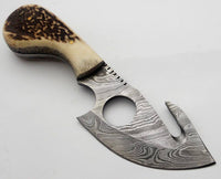 Full Tang Custom Handmade Damascus Guthook Skinner Knife