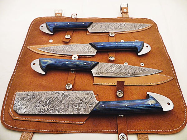New Custom Handmade Damascus Steel Kitchen Knives Set