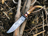 New Custom Handmade Damascus Steel Hunting Skinning Knife