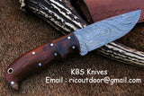 Handmade Damascus Skinning Knife with Rose Wood handle