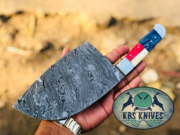 Full Tang Custom Handmade Damascus Steel Siberian Kitchen Knife