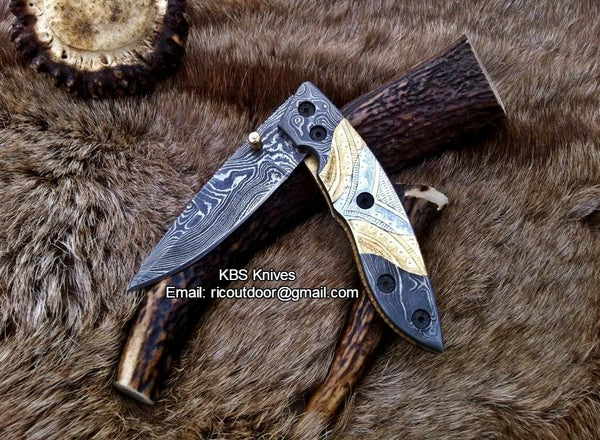 Hand Made Damascus Folding Knife