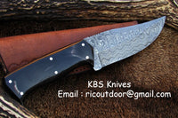 Handmade Damascus Skinning Knife with Buffalo Horn handle