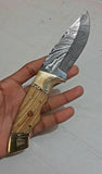 Beautiful Olive Wood Damascus Skinning knife