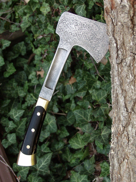 Full Tang Custom Handmade Raindrop Damascsu Steel  Axe