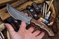 New Full Tang Custom Handmade Damascus Steel Tracker Knife
