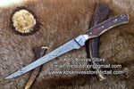 Handmade Damascus Steel Fillet Boning Knife with Antler Horn and Damascus Bolster Handle - 12 inches by KBS Knives Store