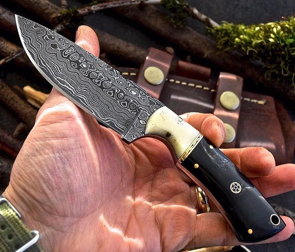 Full Tang Custom Handmade Raindrop Damascus Steel Hunting Knife