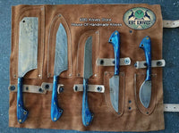 Meat Processing Kit – 5-Piece Damascus Steel Knife Set with Leather Roll


