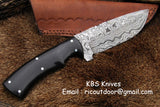 Handmade Damascus Skinning Knife with Buffalo Horn handle