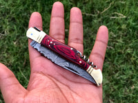 New Custom Handmade Damascus Steel Steak Blade Pocket Knife With  Corkscrew Wine Opener