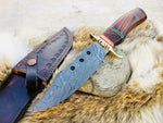 Custom Handmade Hunting Knife with Walnut Wood Handle

