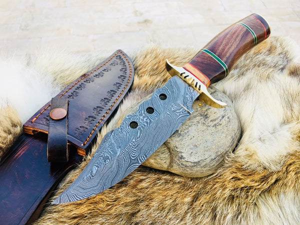 New Custom Handmade Damascus Steel Hunting Knife