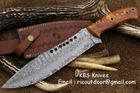 Handmade Damascus Steel Big Hunting Bowie Knife