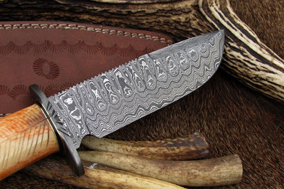 KBS Knives 12-inch custom hunting knife with leather sheath
