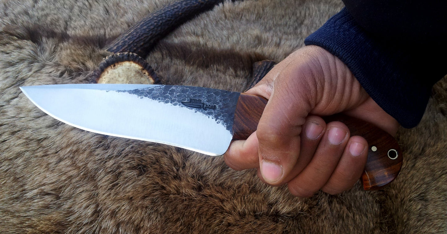 10-inch hunting knife featuring a rosewood handle for secure grip
