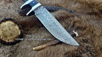 Custom Handmade Fixed-Blade Hunting Knife with Steel Double Finger Guard
