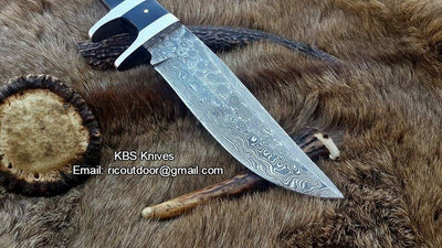 Custom Handmade Fixed-Blade Hunting Knife with Steel Double Finger Guard
