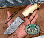 New Custom Handmade Damascus Steel Hunting Skinning Camping Knife