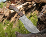 Handmade Damascus Steel Tom Brown Tracker Knife with Sheep Horn, Rose Wood and Brass Spacer Handle and Leather Sheath - 10 inches Overall Length by KBS Knives Store