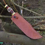 Premium Outdoor Bowie Knife with D2 Steel Blade and Antler Horn Handle
