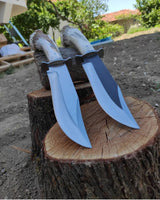 Handcrafted Bowie Knife with 1095 Forged Steel Blade and Deer Horn Guard