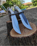 Handcrafted Bowie Knife with 1095 Forged Steel Blade and Deer Horn Guard