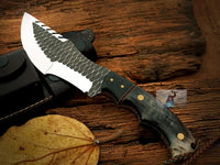 D2 Forged Tool Steel Handmade Tom Brown Tracker Knife with Buffalo Horn and Canvas Handle - 10 Inches Overall Length - Leather Sheath Included - For Hunting, Camping, and Outdoor Activities - Available for Sale at KBS Knives Store