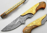 Engraved Damascus Skinner Knife