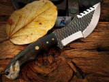 D2 Forged Tool Steel Handmade Tom Brown Tracker Knife with Buffalo Horn and Canvas Handle - 10 Inches Overall Length - Leather Sheath Included - For Hunting, Camping, and Outdoor Activities - Available for Sale at KBS Knives Store