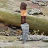 Damascus Skinning Knife With Rose Wood and Olive Wood Handle
