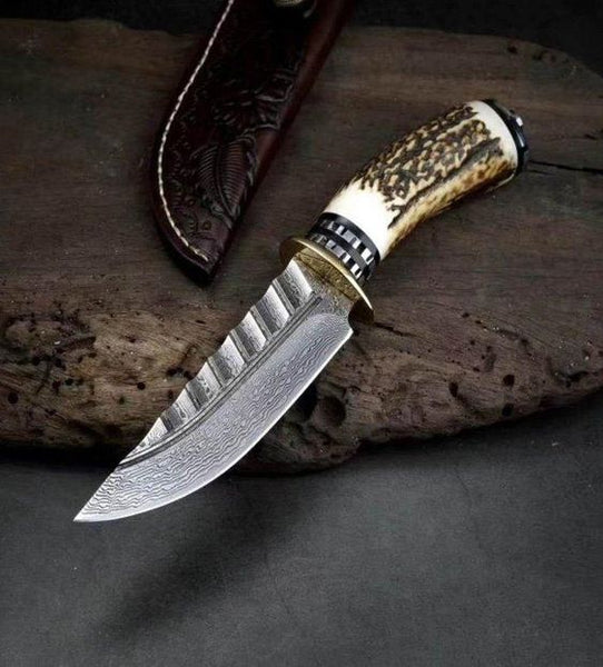 Custom Handmade Damascus Steel Steel Hunting Knife