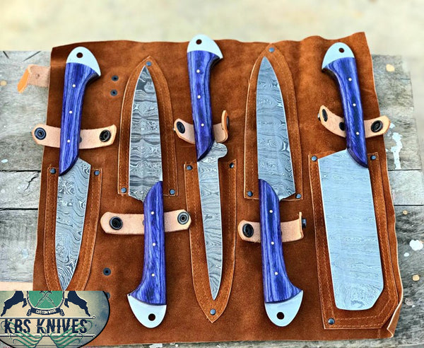 Damascus BBQ Knives Set