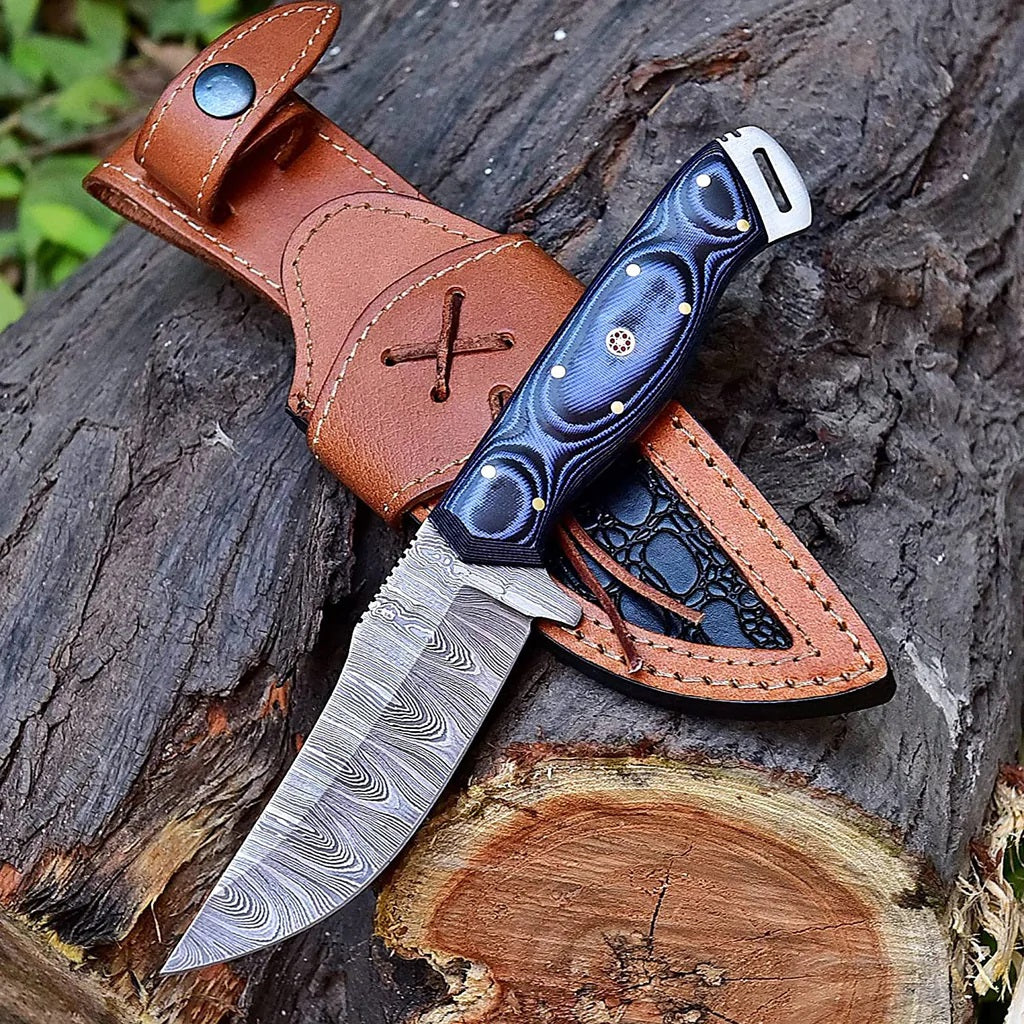 Custom Handmade Damascus Steel Hunting Skinning Knife KBS Knives Store