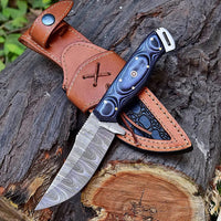 Custom Handmade Damascus Steel Hunting Skinning Knife