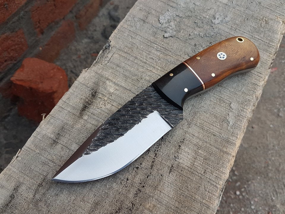 Premium Custom 1095 Forged Steel Skinning Knife with Rosewood Grip