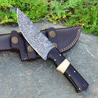 Damascus Skinning Knife-Wenge Wood Handle