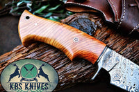 Olive Wood Handle Damascus Hunting Knife
