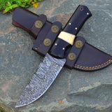 Damascus Skinning Knife-Wenge Wood Handle