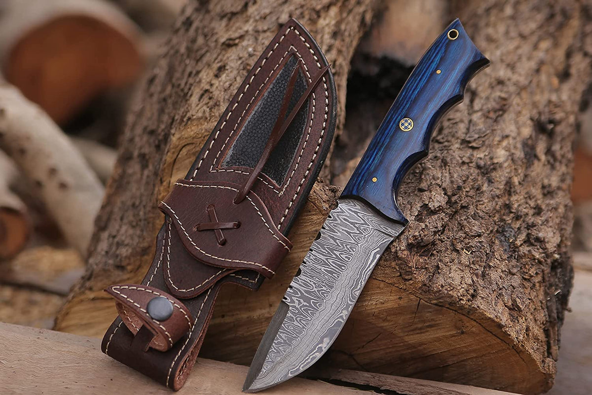 Damascus Hunting Knife With Pakka Wood Handle KBS Knives Store